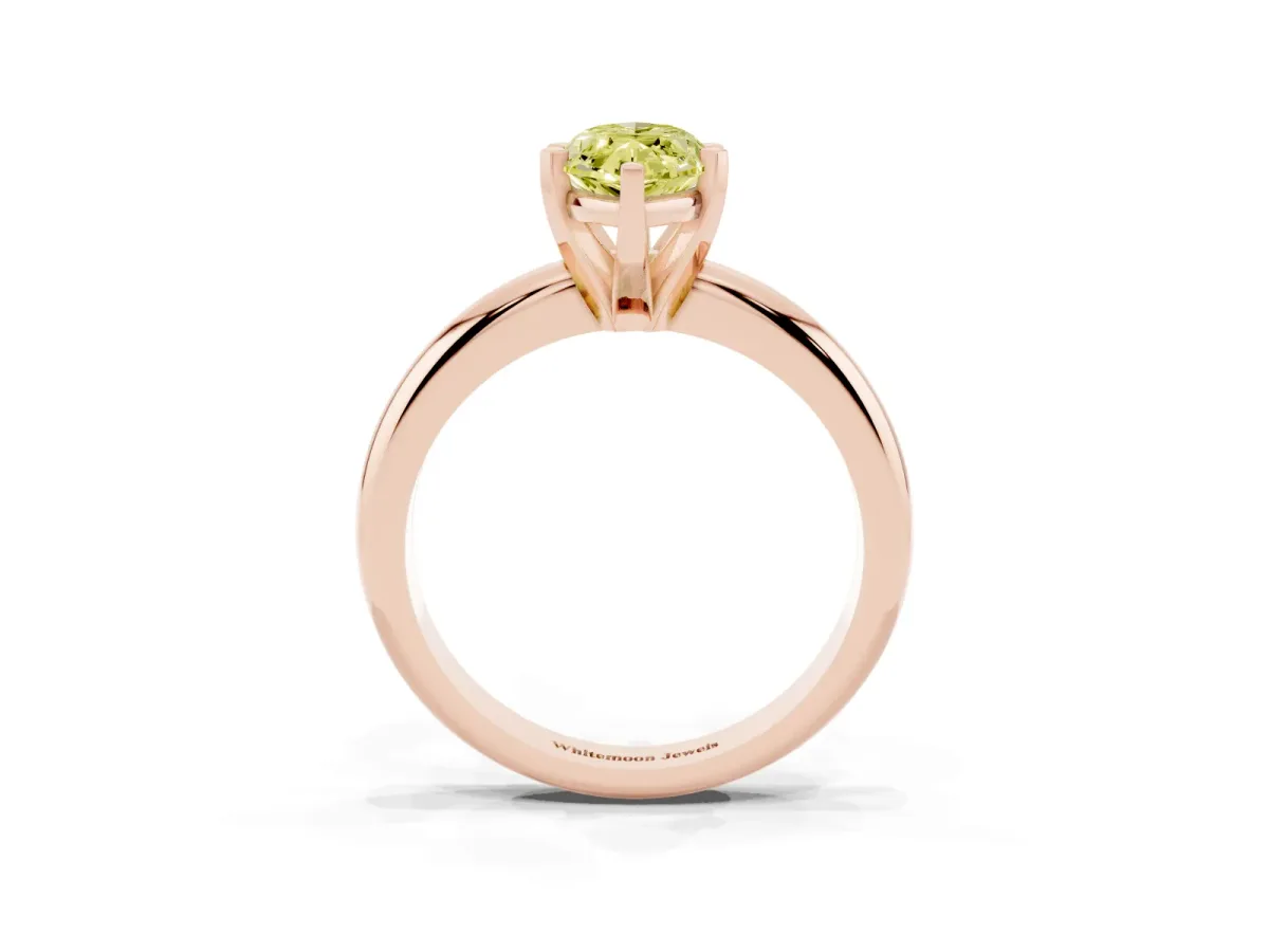 Fancy Yellow Marquise Cut Diamond Solitaire Engagement Ring with Round Band and Four-Prong Setting Rose gold
