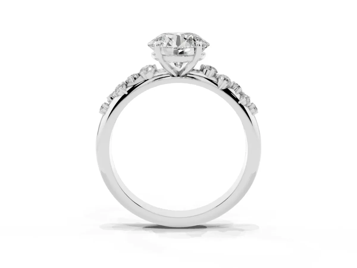 Round Cut Diamond Cluster Prong-Set Solitaire Ring Platinum