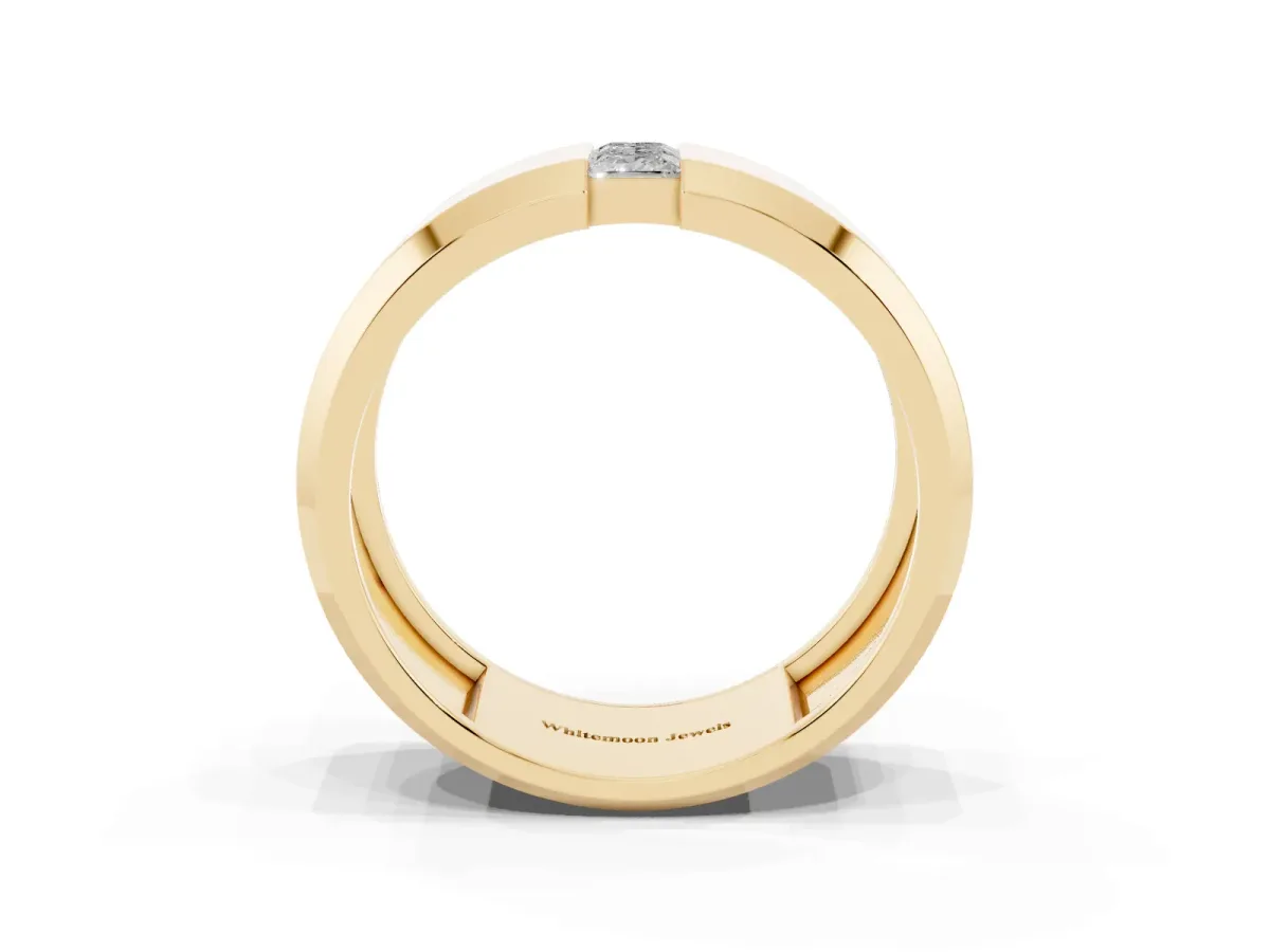 Princess Diamond Two-Stone Mens Band Yellow gold