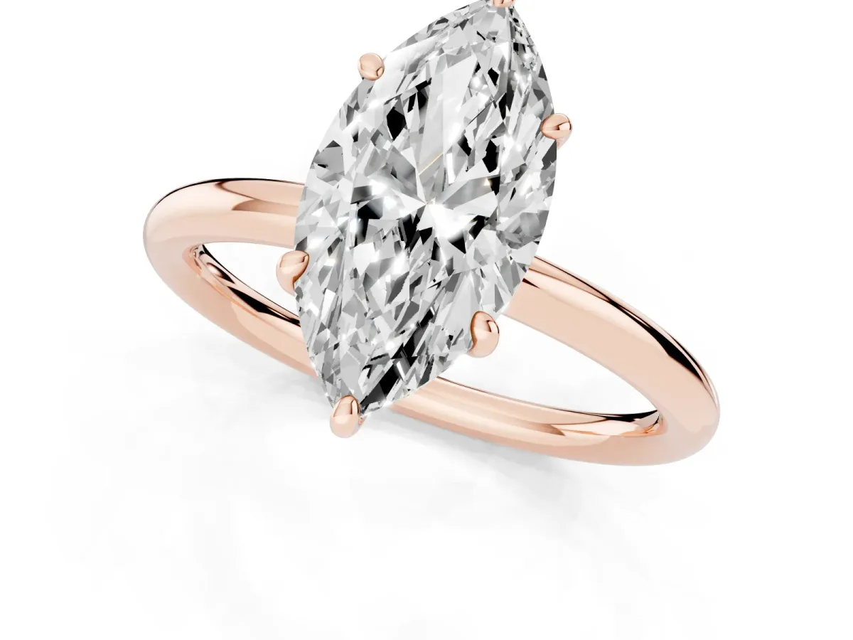 Oval Cut Solitaire Diamond Ring with Four-Prong Setting on a Plain Band Rose gold