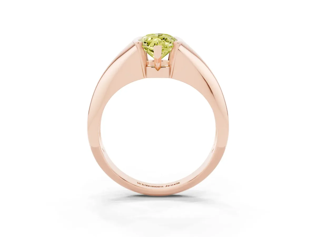 Fancy Yellow Marquise Cut Solitaire Tension Set Diamond Ring Rose gold