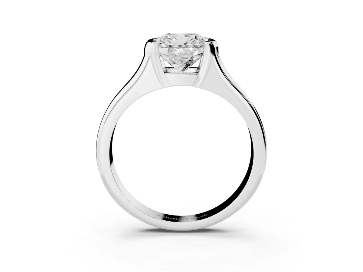Cushion Cut Solitaire Tension Set Diamond Ring with Split Shank Band White gold