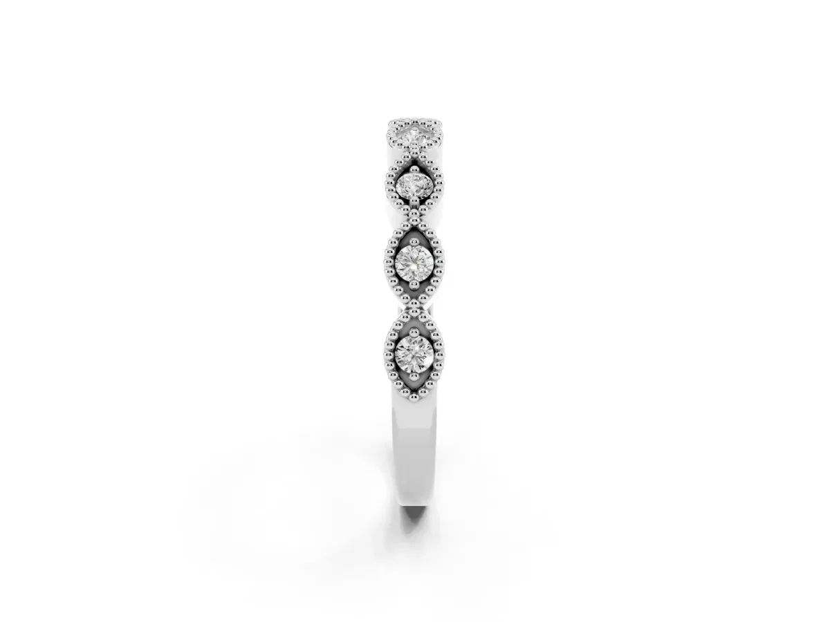 Milgrain Marquise Diamond Half Eternity Band with Bezel Setting Platinum