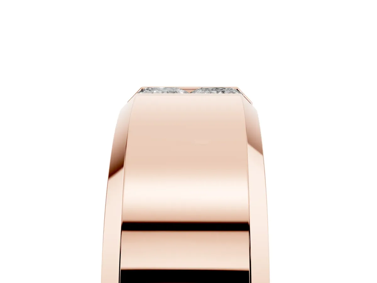 Princess Diamond Two-Stone Mens Band Rose gold