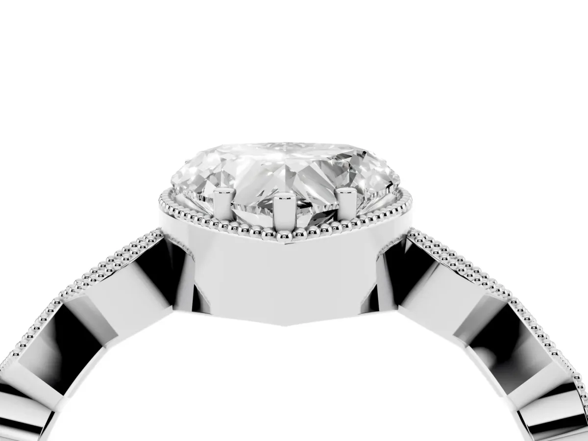 Heart Cut Milgrain Marquise Diamond Twist Band Ring Silver