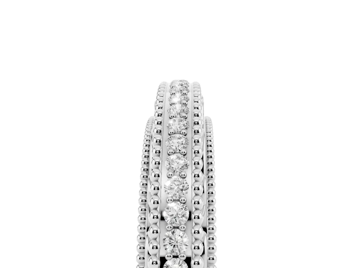Round Diamond Pavé Milgrain White Gold Eternity Band Silver