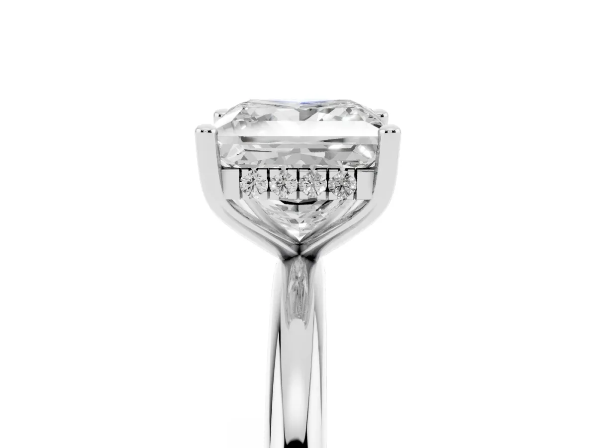 Princess Cut Cut Solitaire Engagement Ring with Four-Prong Setting and Classic Band Platinum