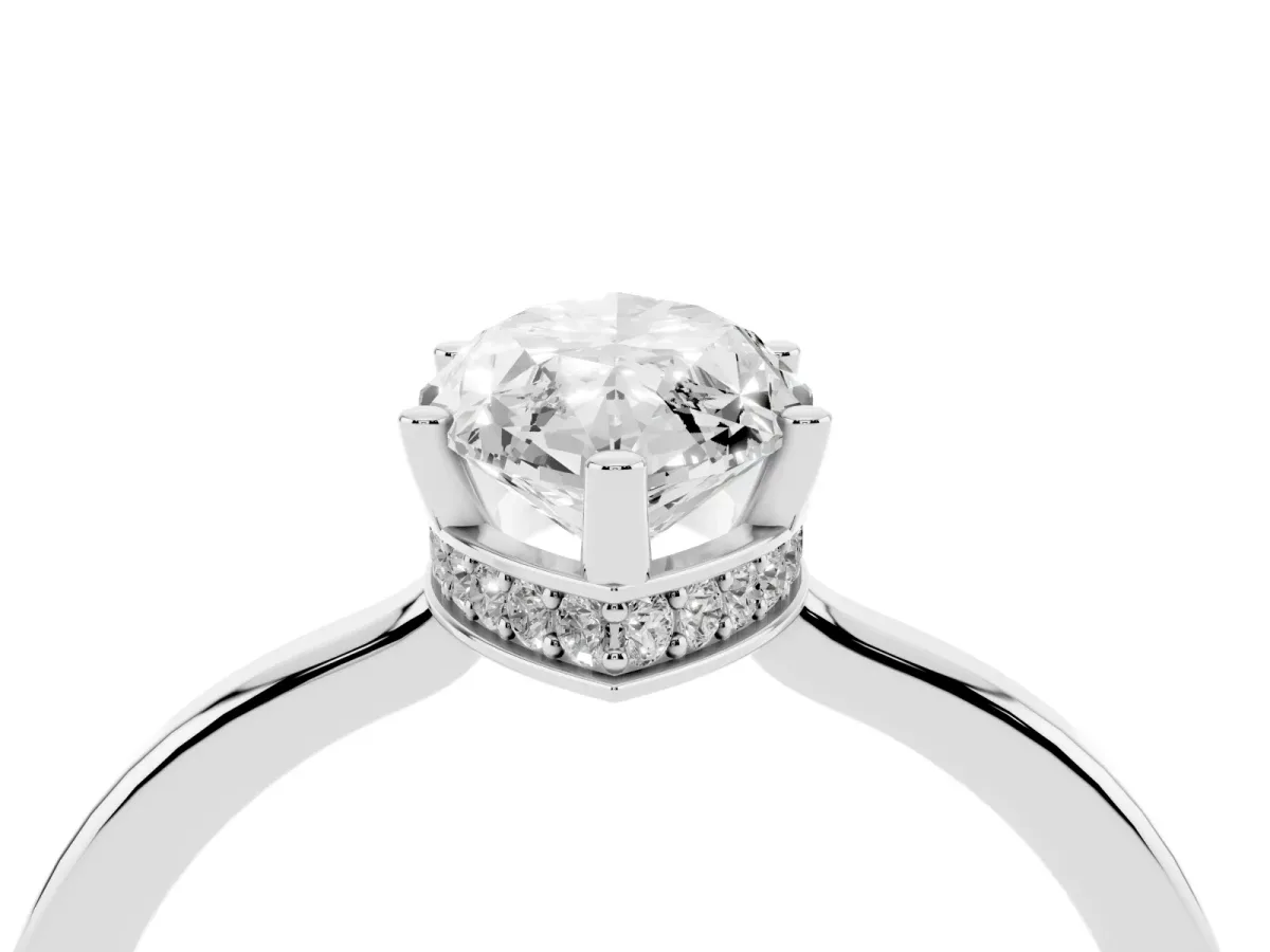 Marquise Cut Cut Solitaire Engagement Ring with Four-Prong Setting on a Classic Band Silver