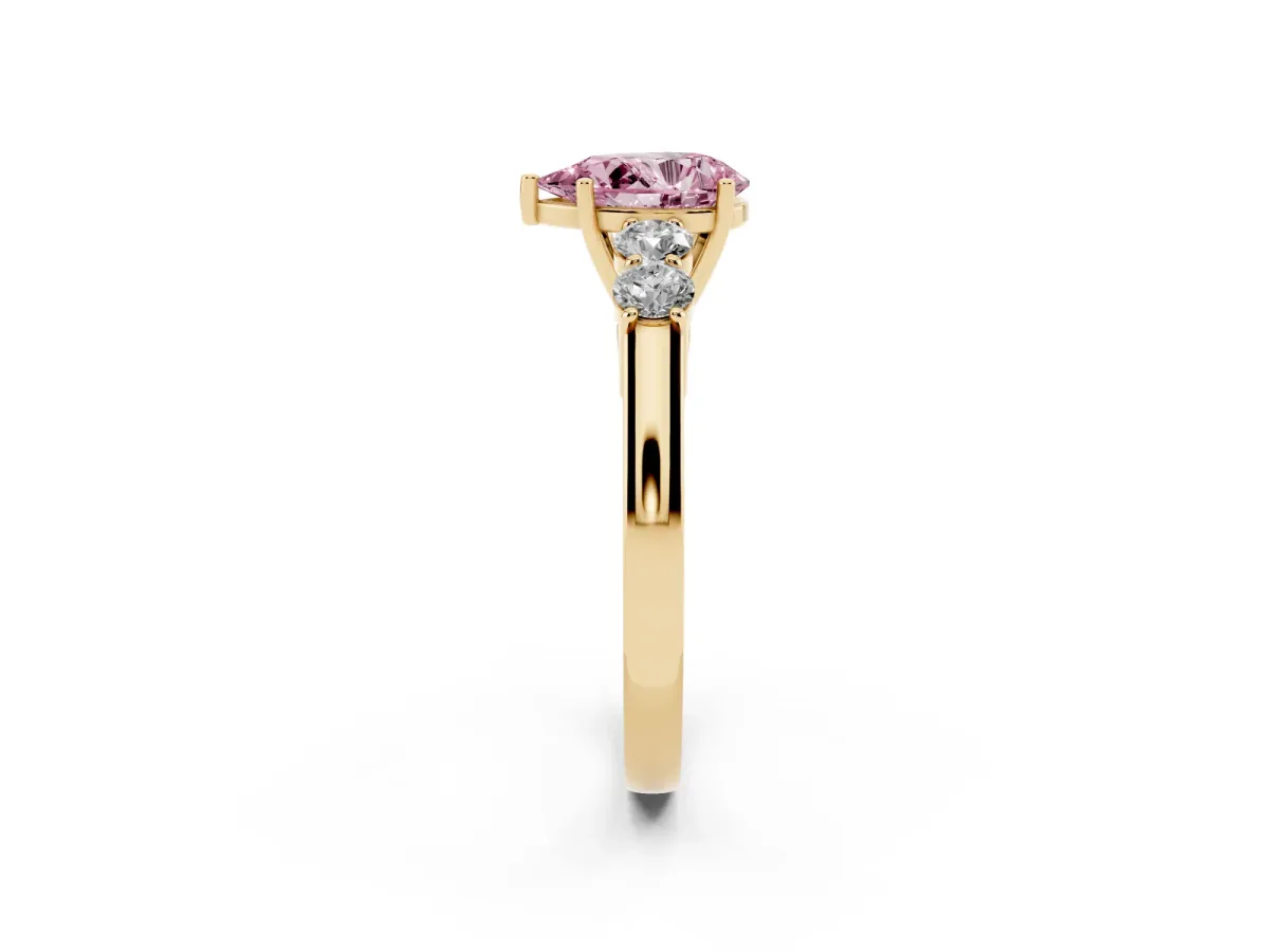 Fancy Pink Pear Cut Cut Diamond Five-Stone Prong Set White Gold Ring Yellow gold