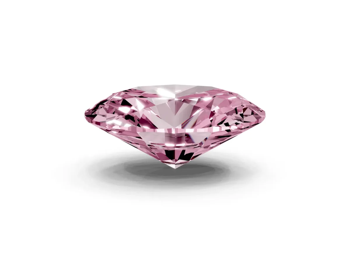 Fancy Pink Oval Cut Diamond Solitaire Ring with Prong Setting and Pavé Band Yellow gold