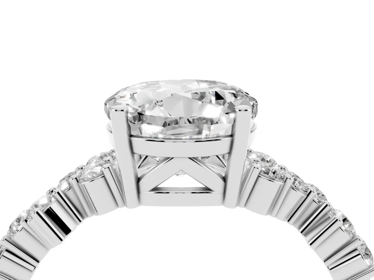 Round Cut Diamond Scattered Round Accent Ring with Prong Setting White gold
