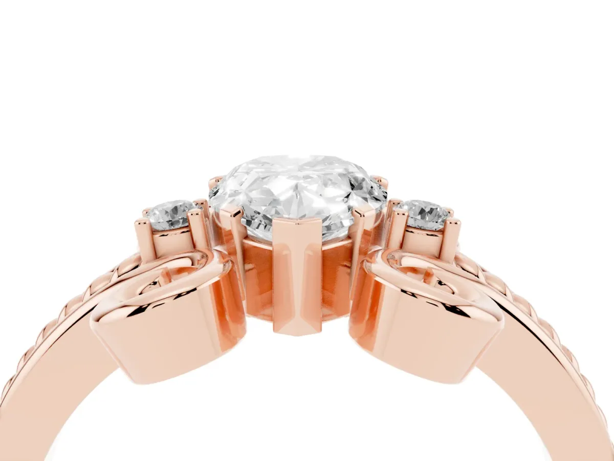 Pear Cut Solitaire Twisted Band Scroll Prong Ring Rose gold