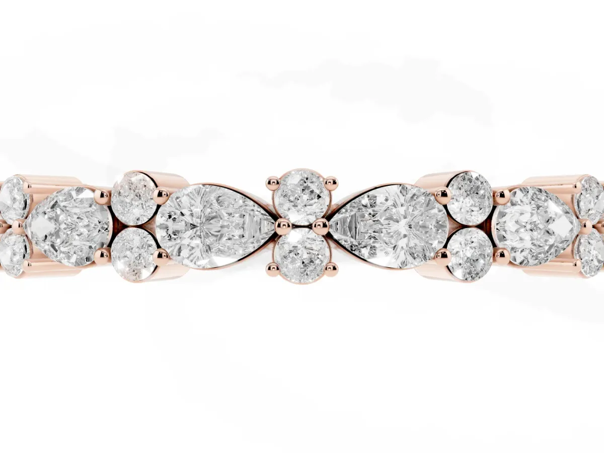 Pear and Round Diamond Wedding Band Rose gold