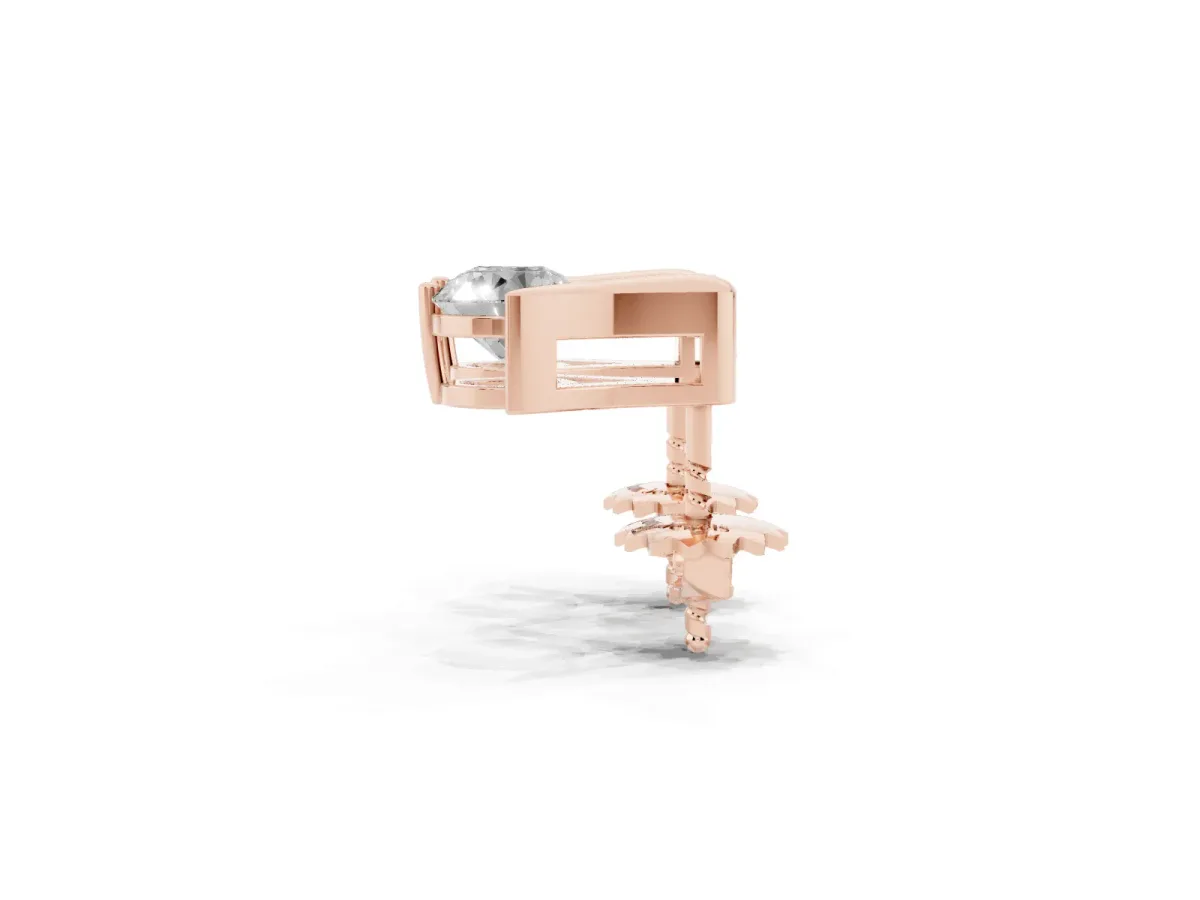 Round Diamond Inverted V Stud Earrings Rose gold