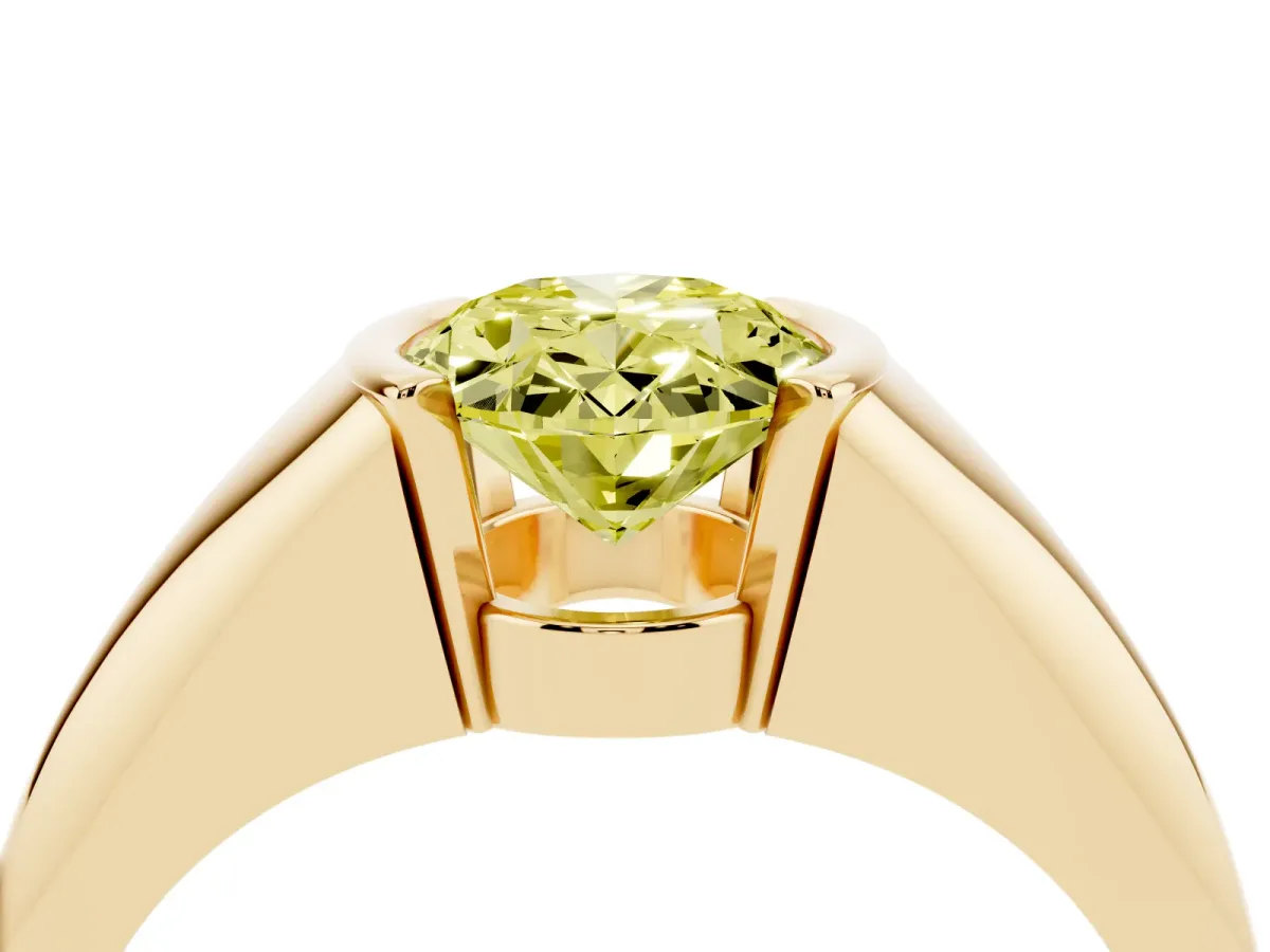 Fancy Yellow Oval Cut Solitaire Tension Set Diamond Ring Yellow gold