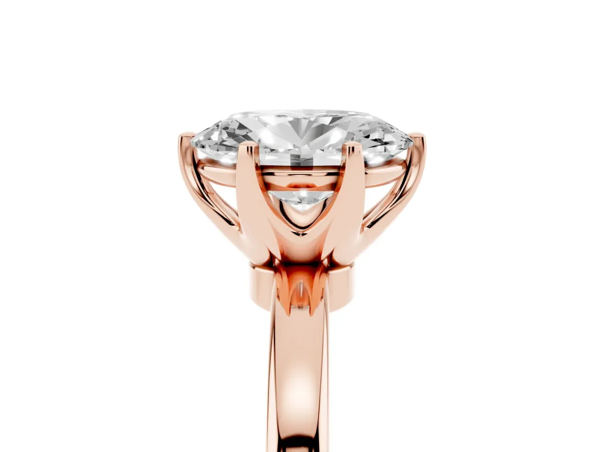Oval Cut Solitaire Diamond Ring with Six-Prong Setting on a Classic Band Rose gold