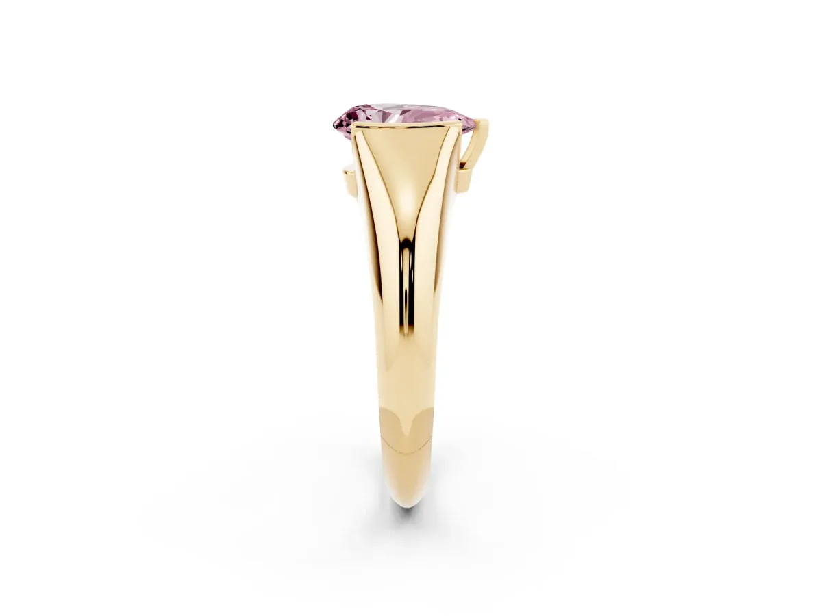 Fancy Pink Pear Cut Solitaire Tension Set Diamond Ring Yellow gold