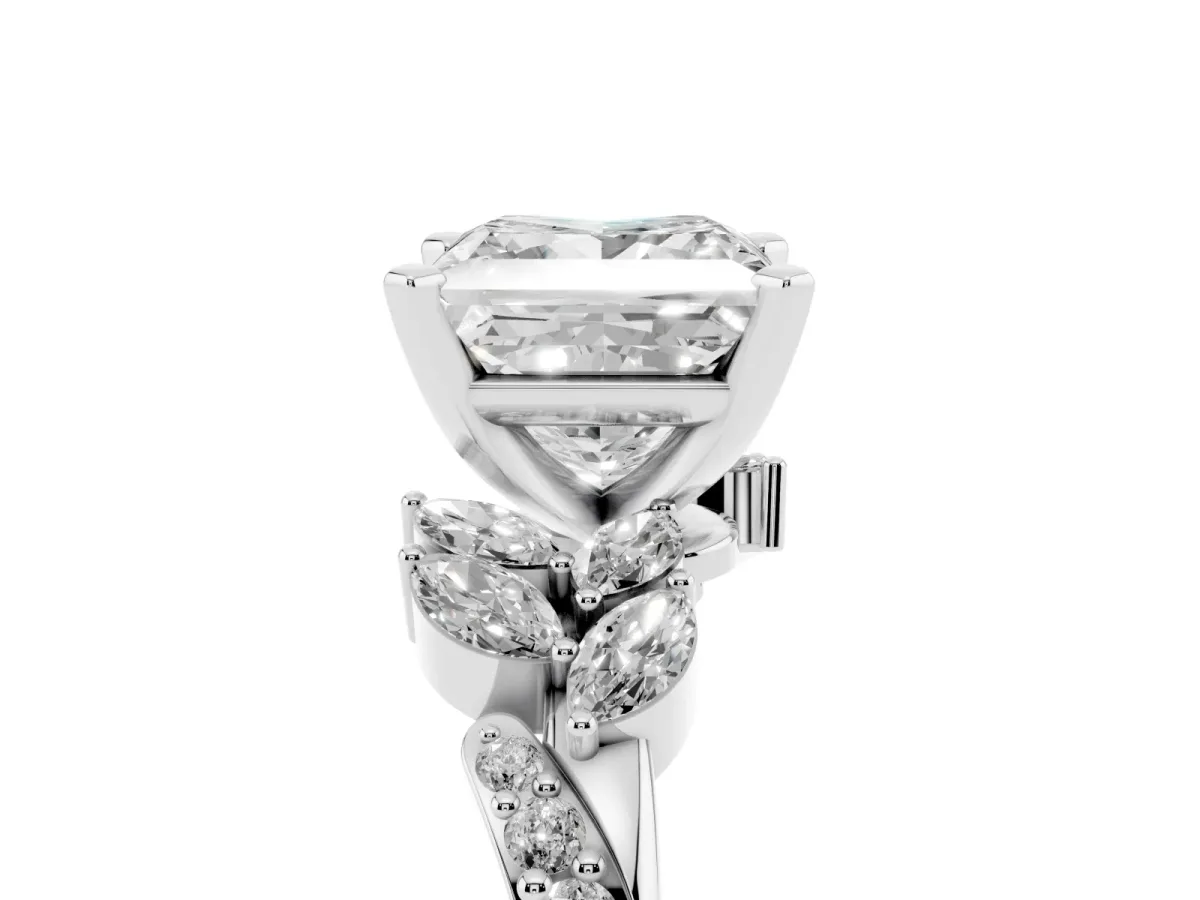 Princess Cut Solitaire Marquise Twist Band with Six-Prong Setting Silver