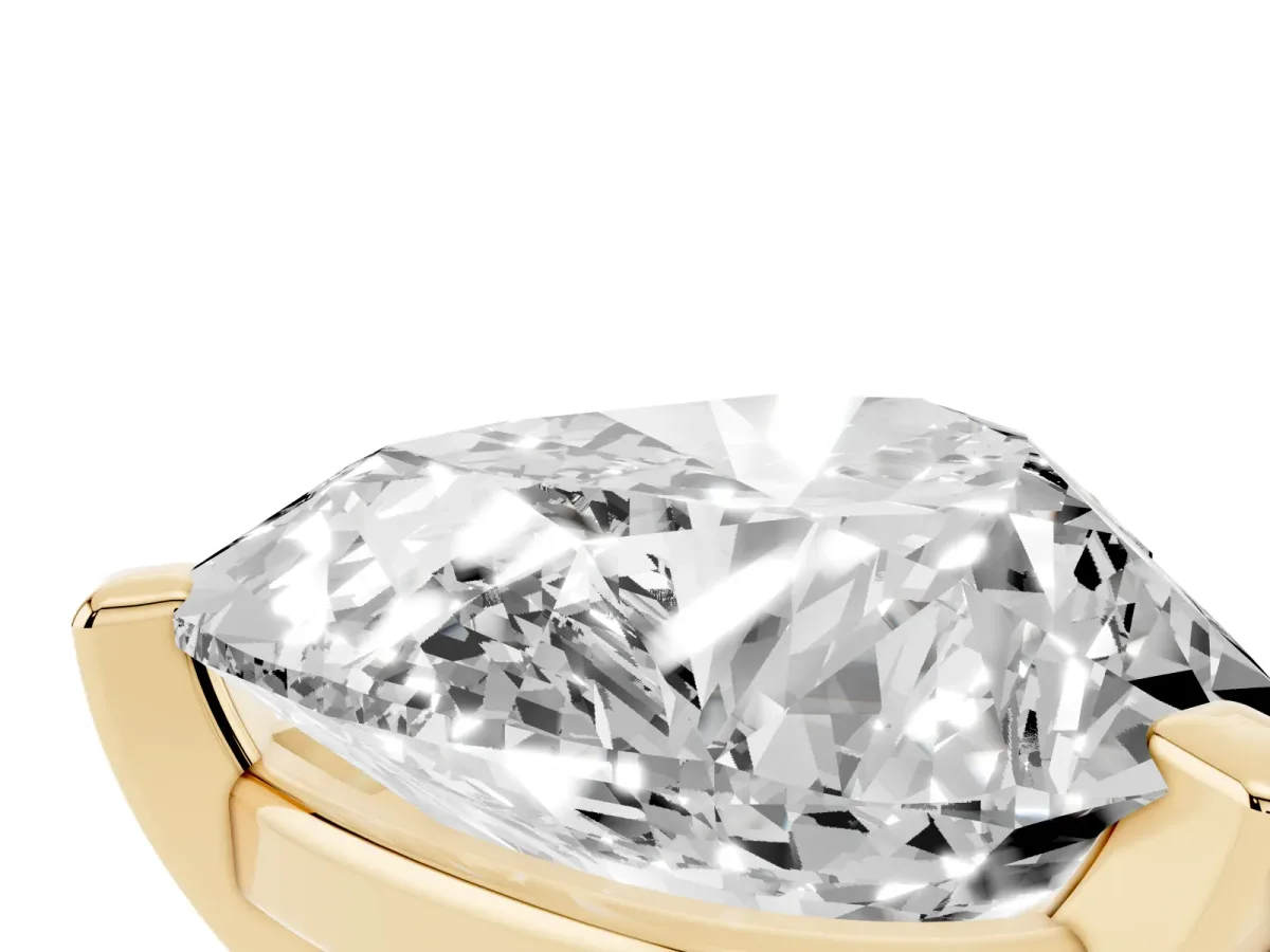 Heart Cut Diamond Solitaire Ring with Prong Setting and Classic Band Yellow gold