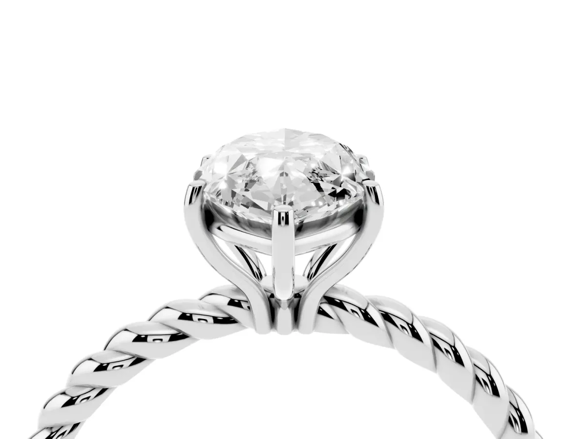 Marquise Cut Solitaire Twisted Band 4-Prong Ring Silver