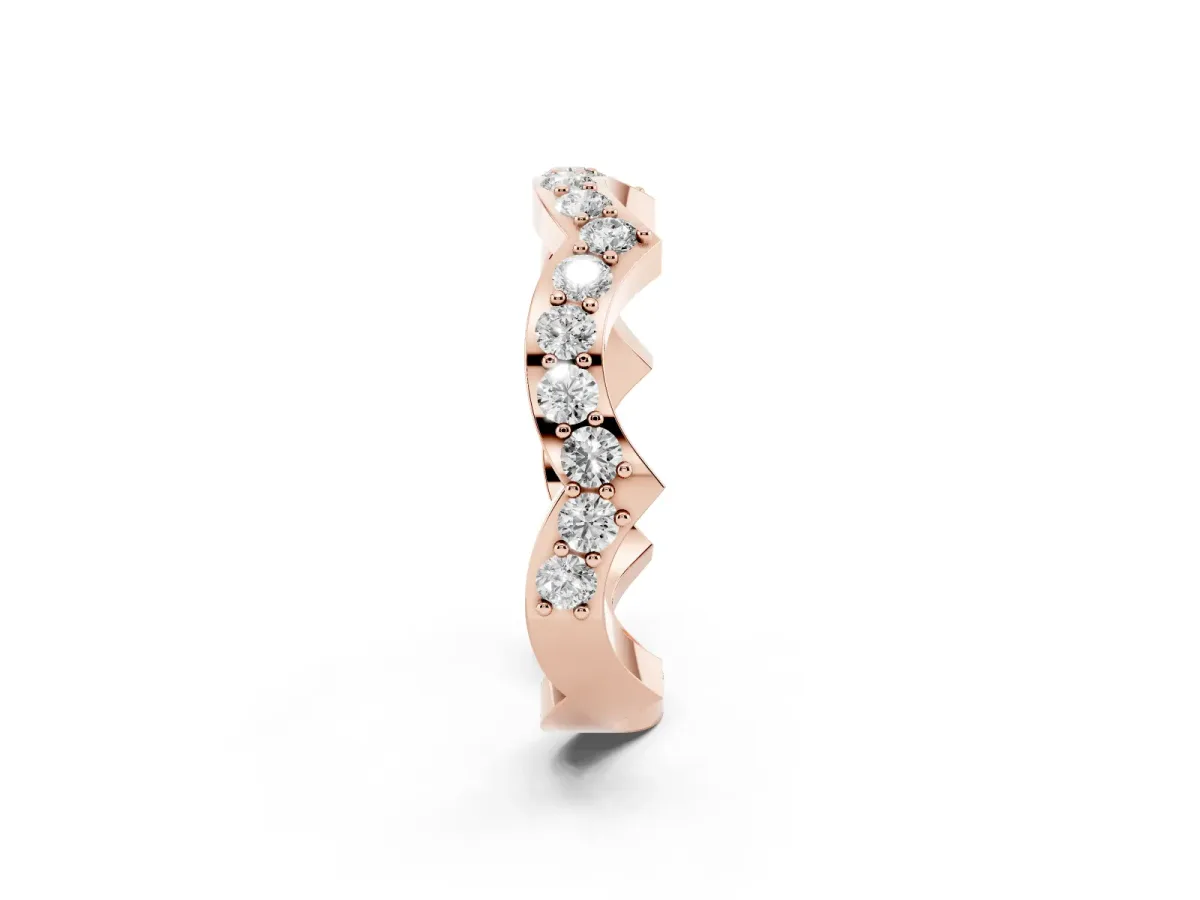 Round Diamond Pavé Zigzag Eternity Band Rose gold