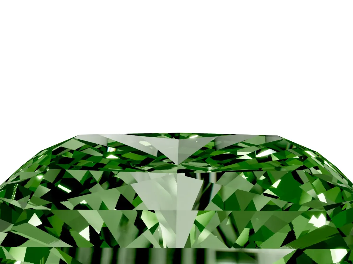 Fancy Green Radiant Cut Cut Pave Band Milgrain Solitaire Ring Silver