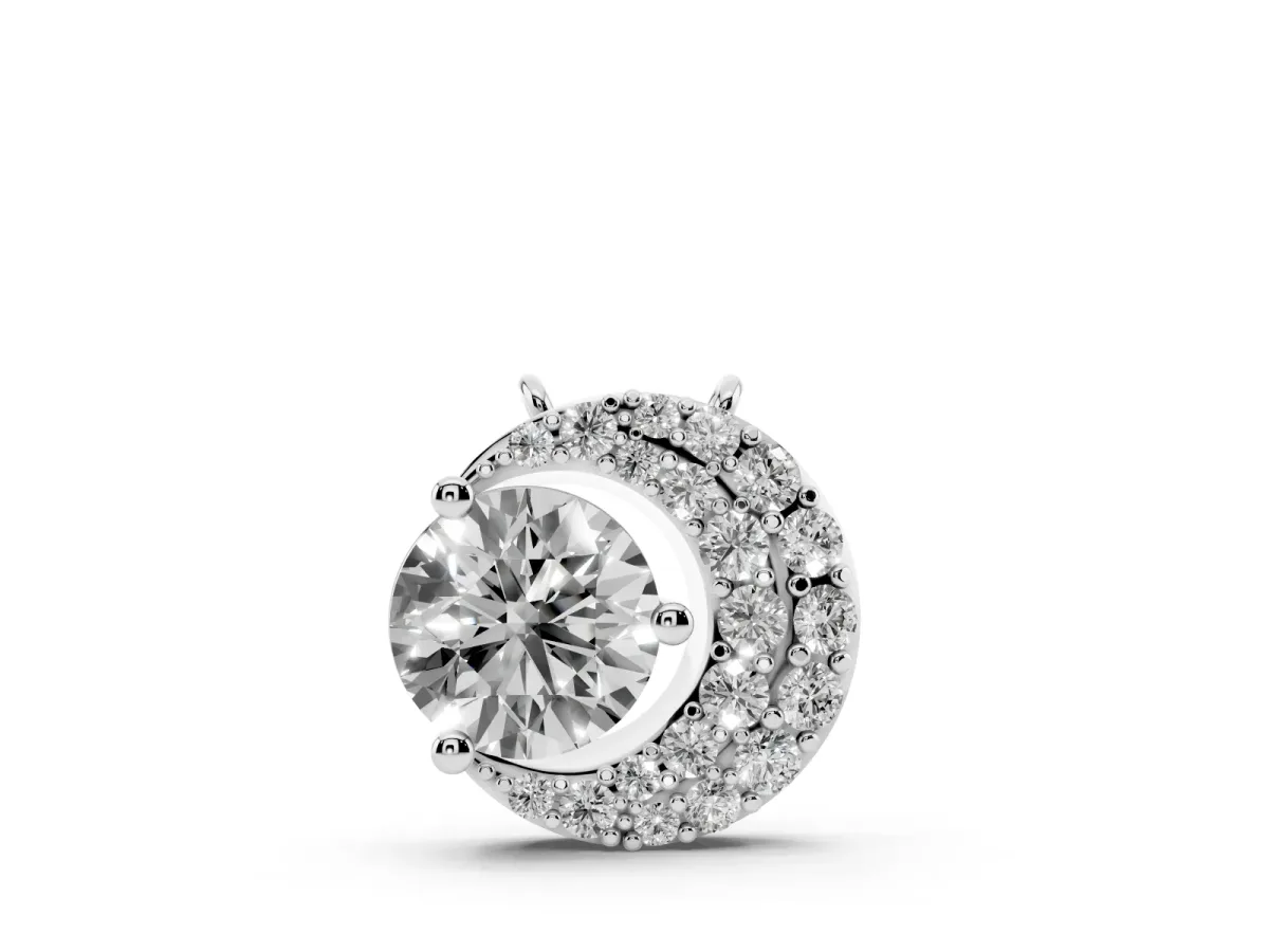 Round Prong-Set Diamond Pavé Pendant White gold