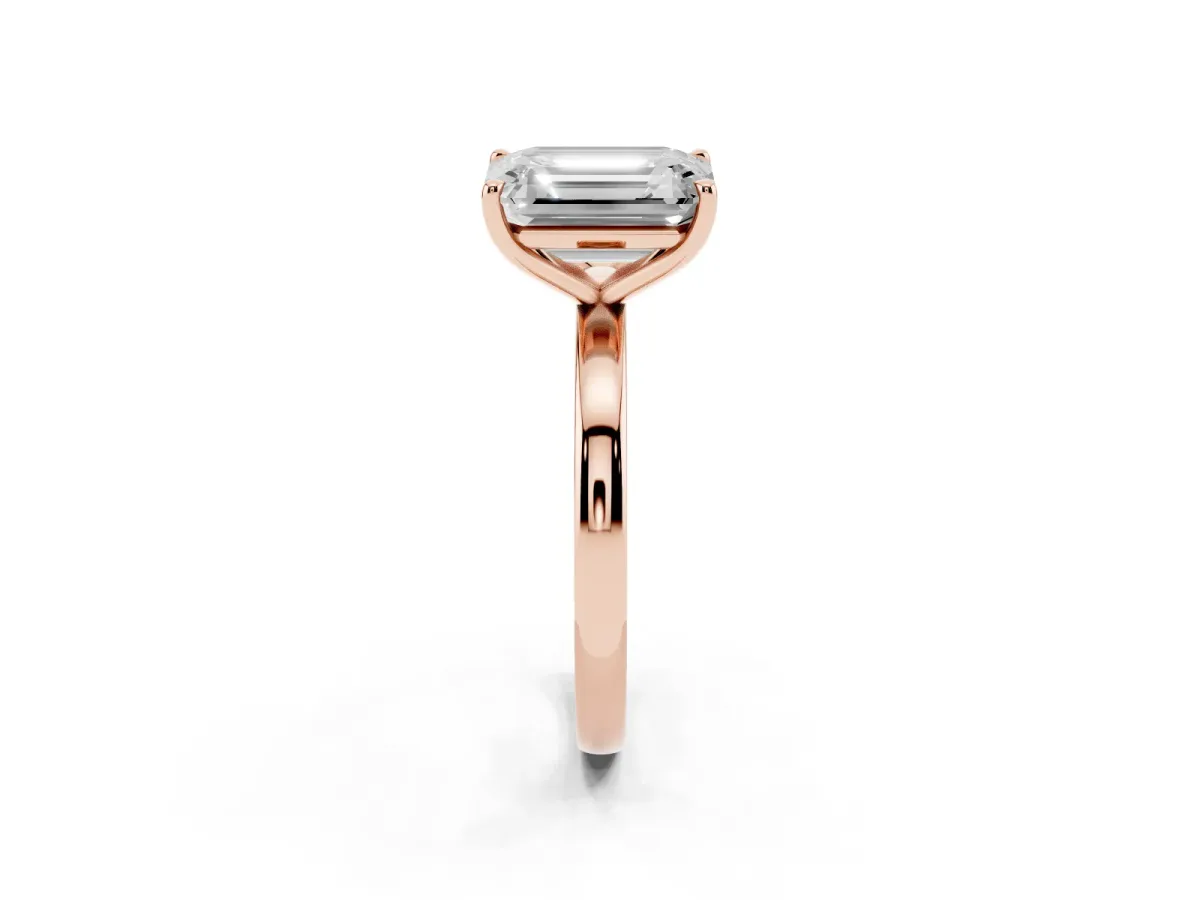 Fancy Yellow Emerald Cut and Emerald Cut Toi Moi Ring with Prong Setting Rose gold