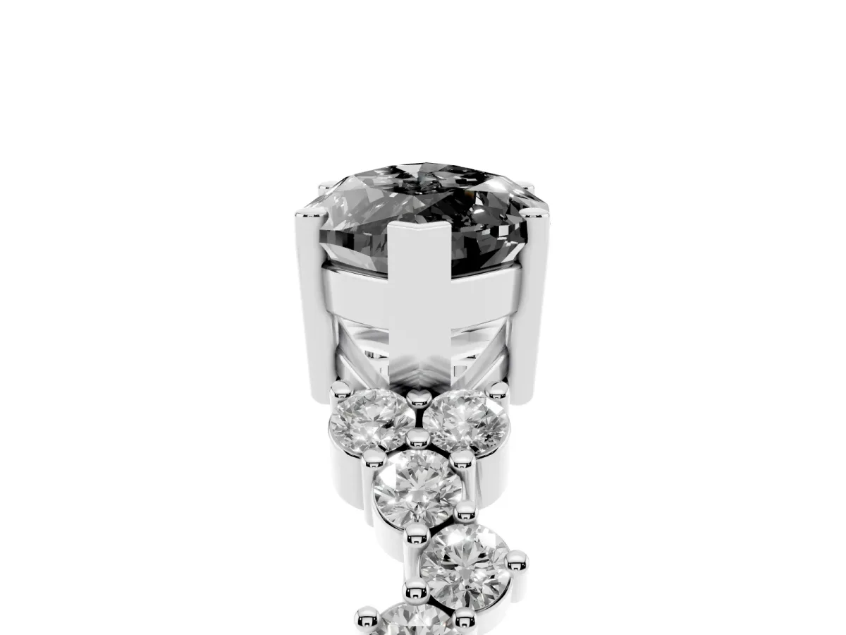 Fancy Black Marquise Cut Diamond Scattered Round Accent Ring with Prong Setting Platinum