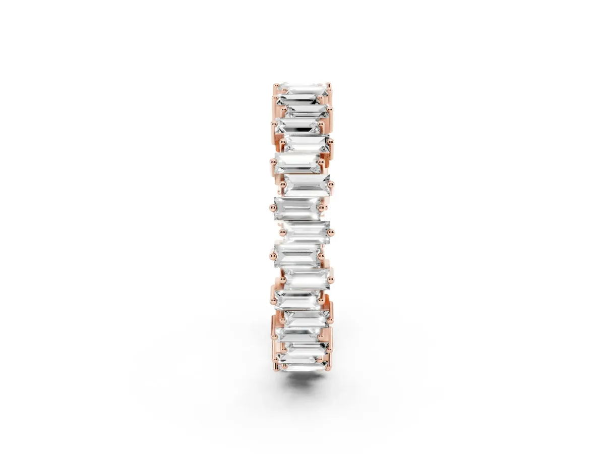 Baguette Diamond Full Eternity Ring with Prong Setting Rose gold