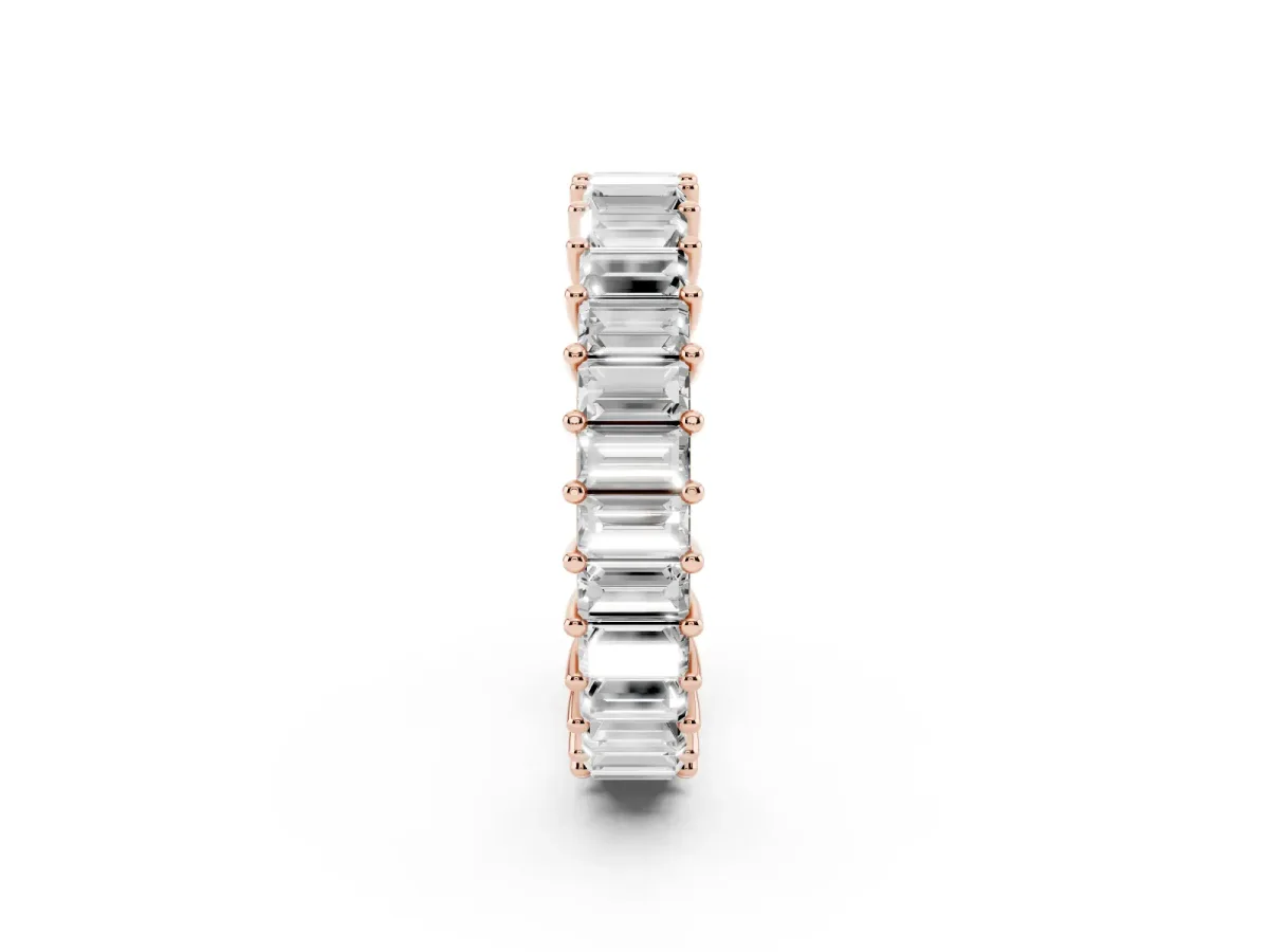 Baguette Cut Eternity Band with Shared Prong Setting Rose gold