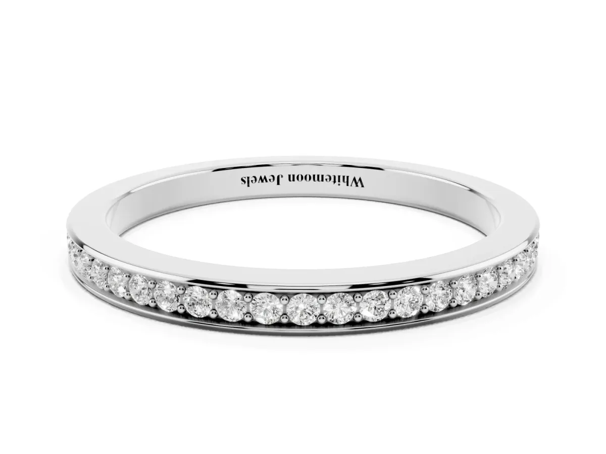 Round Diamond Eternity Band with Pavé Setting Silver