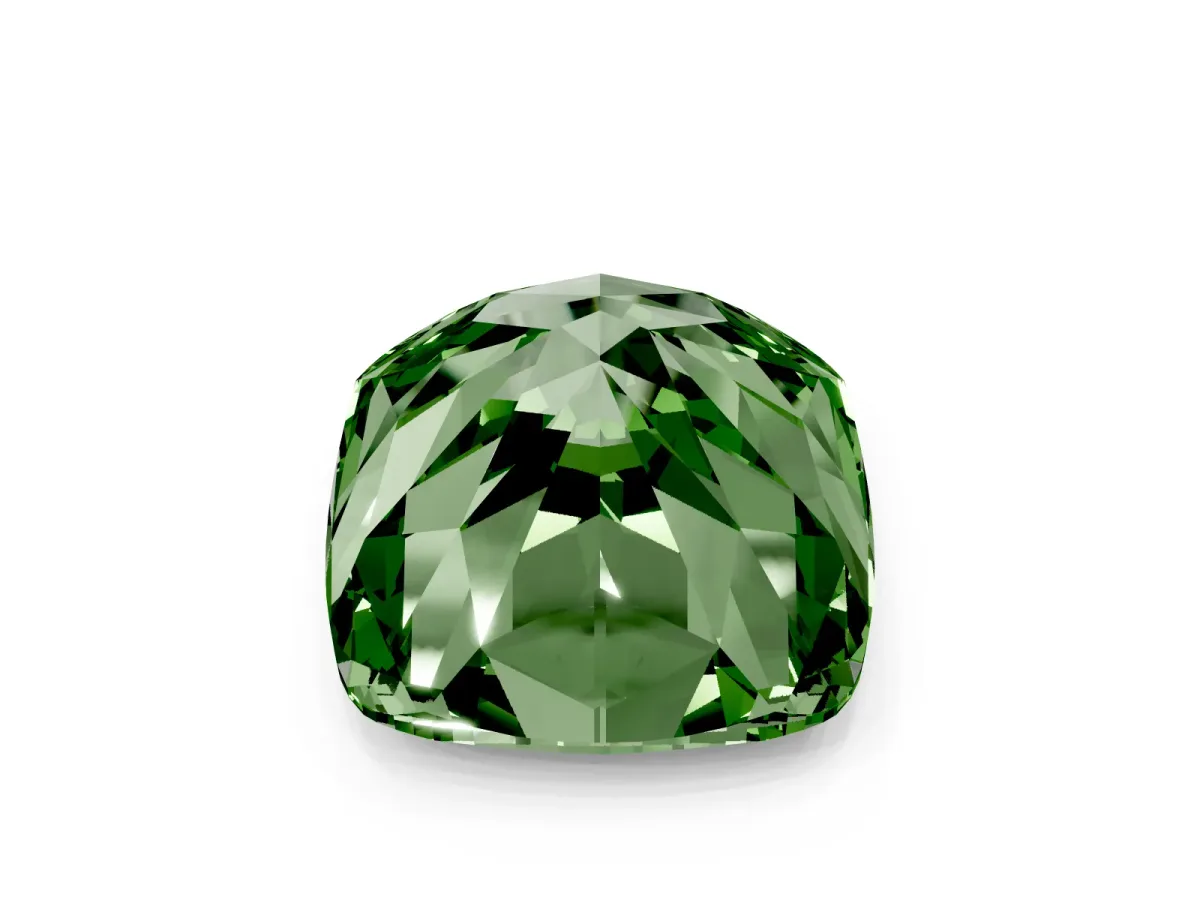 Fancy Green Cushion Cut Solitaire Engagement Ring with Cathedral Band and Four-Prong Setting Rose gold