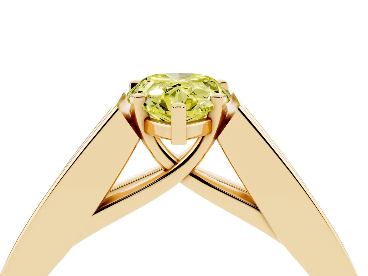Fancy Yellow Pear Cut Cut Channel Set Solitaire Ring with Four-Prong Setting Yellow gold