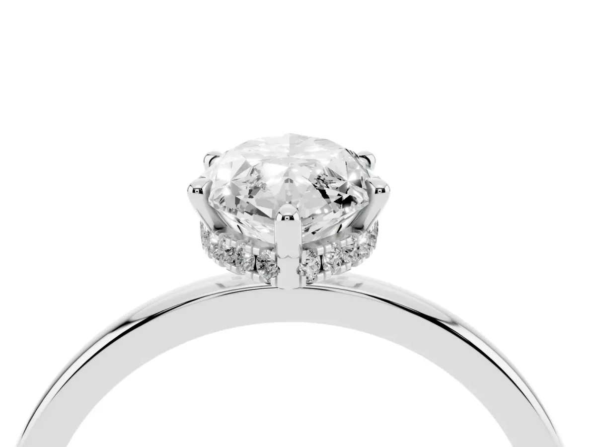 Marquise Cut Solitaire Engagement Ring with Cathedral Band and Four-Prong Setting White gold