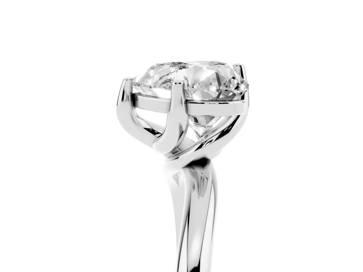 Heart Cut Diamond Solitaire Engagement Ring with Four-Prong Setting and Classic Band Platinum