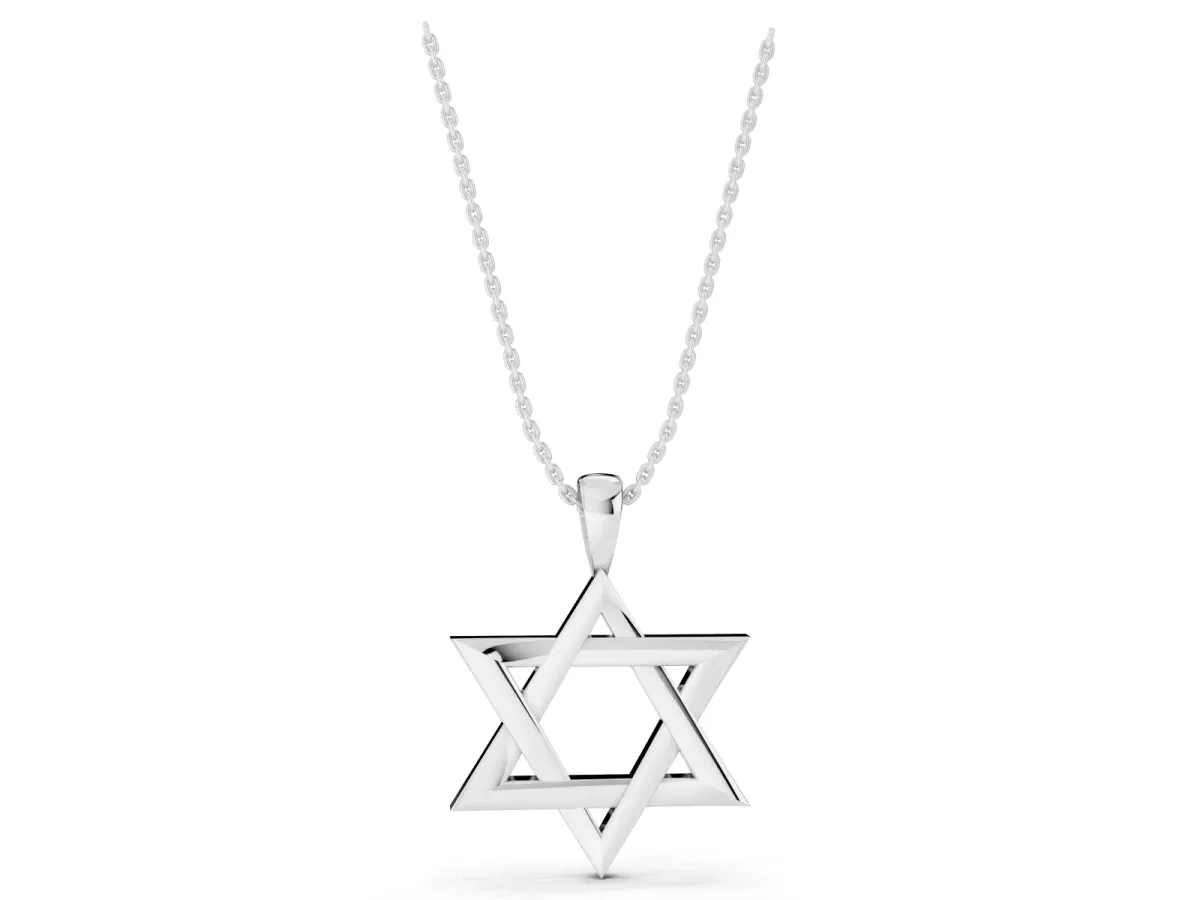 Silver Star of David Pendant White gold