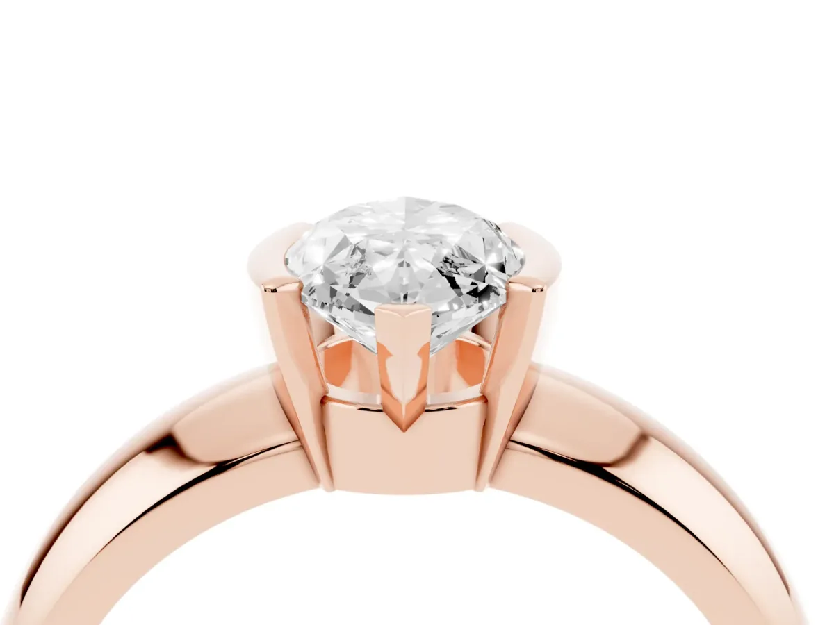 Marquise Cut Solitaire Tension Set Diamond Ring with Wide Band Rose gold