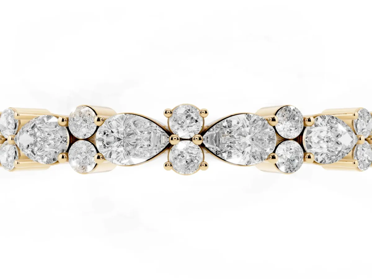 Pear and Round Diamond Wedding Band Yellow gold