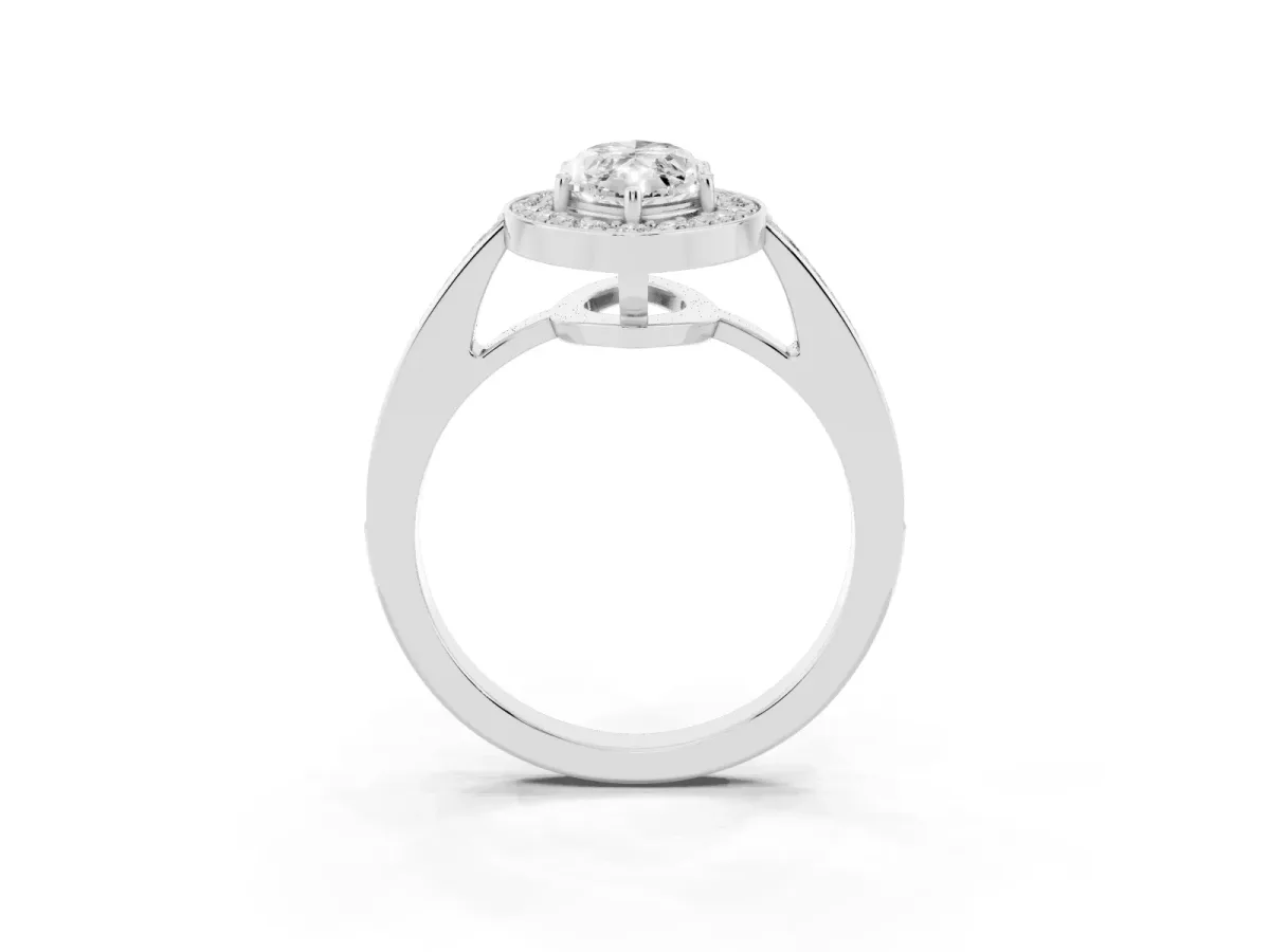 Marquise Cut Halo Pavé Diamond Engagement Ring with Bezel Setting Platinum