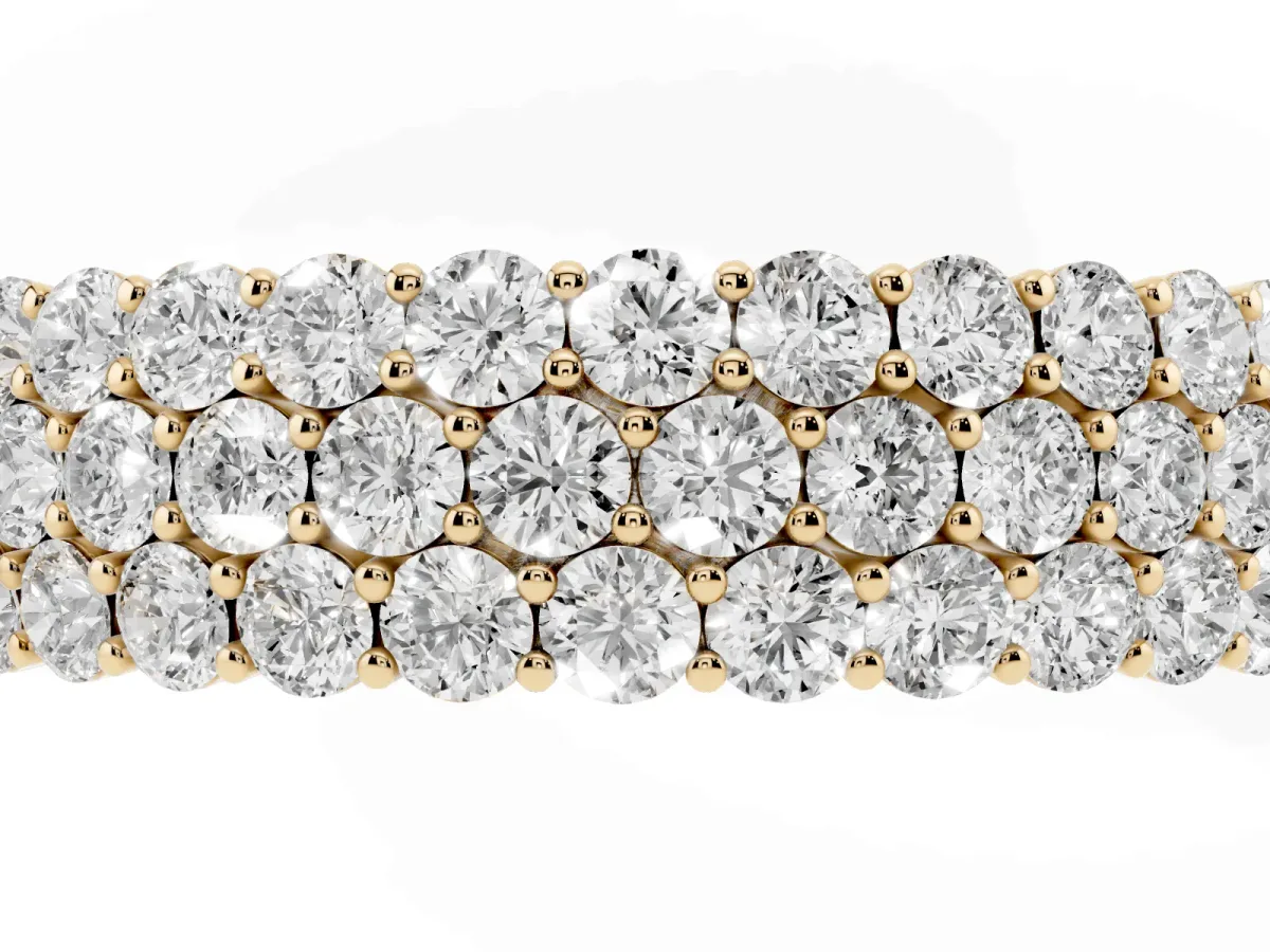 Round Diamond Checkerboard Pavé Promise Ring with Round Diamond Accents Yellow gold