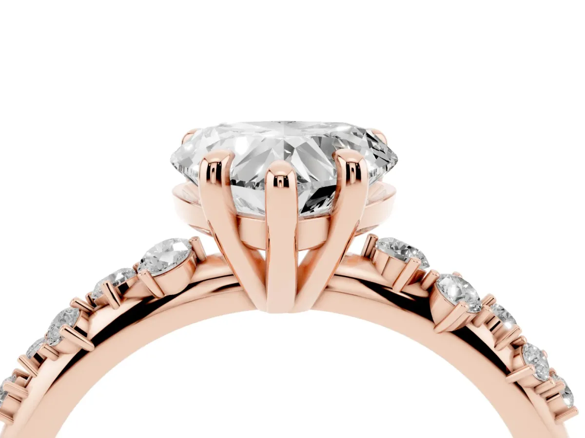 Heart Cut Cut Diamond Vine Band with Four-Prong Setting Rose gold