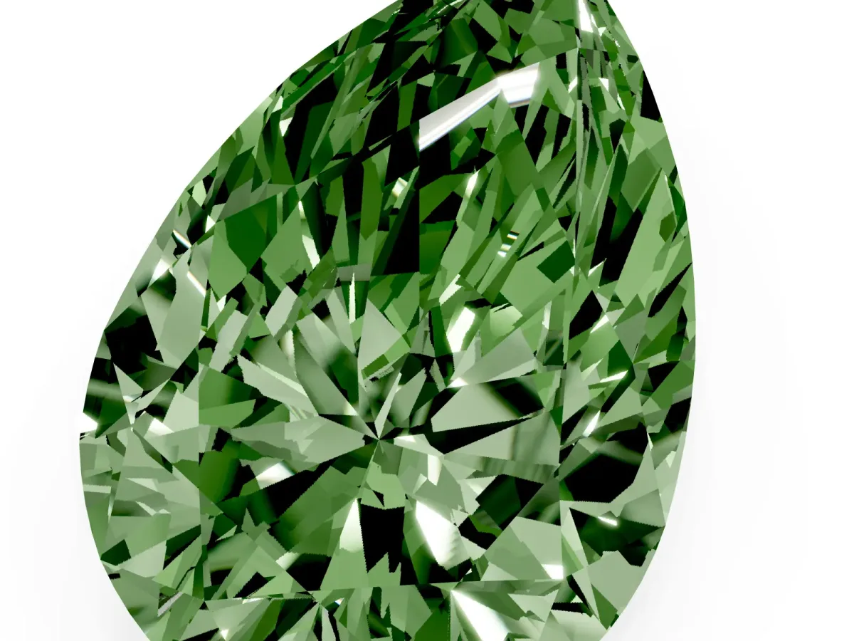 Fancy Green Pear Cut Diamond Ring with Marquise Side Stones and Prong Setting Rose gold