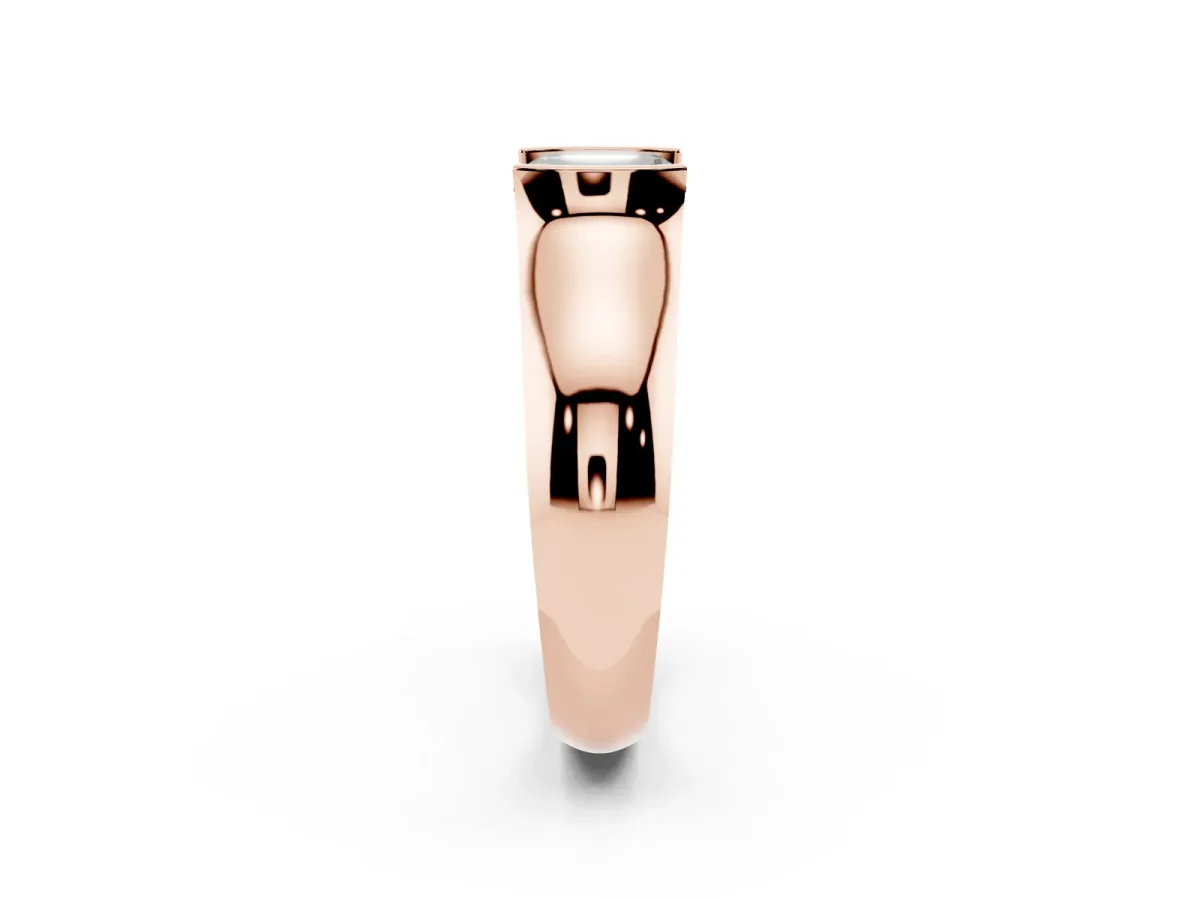 Fancy Black Asscher Cut Solitaire Bezel Set Diamond Ring with Wide Band Rose gold