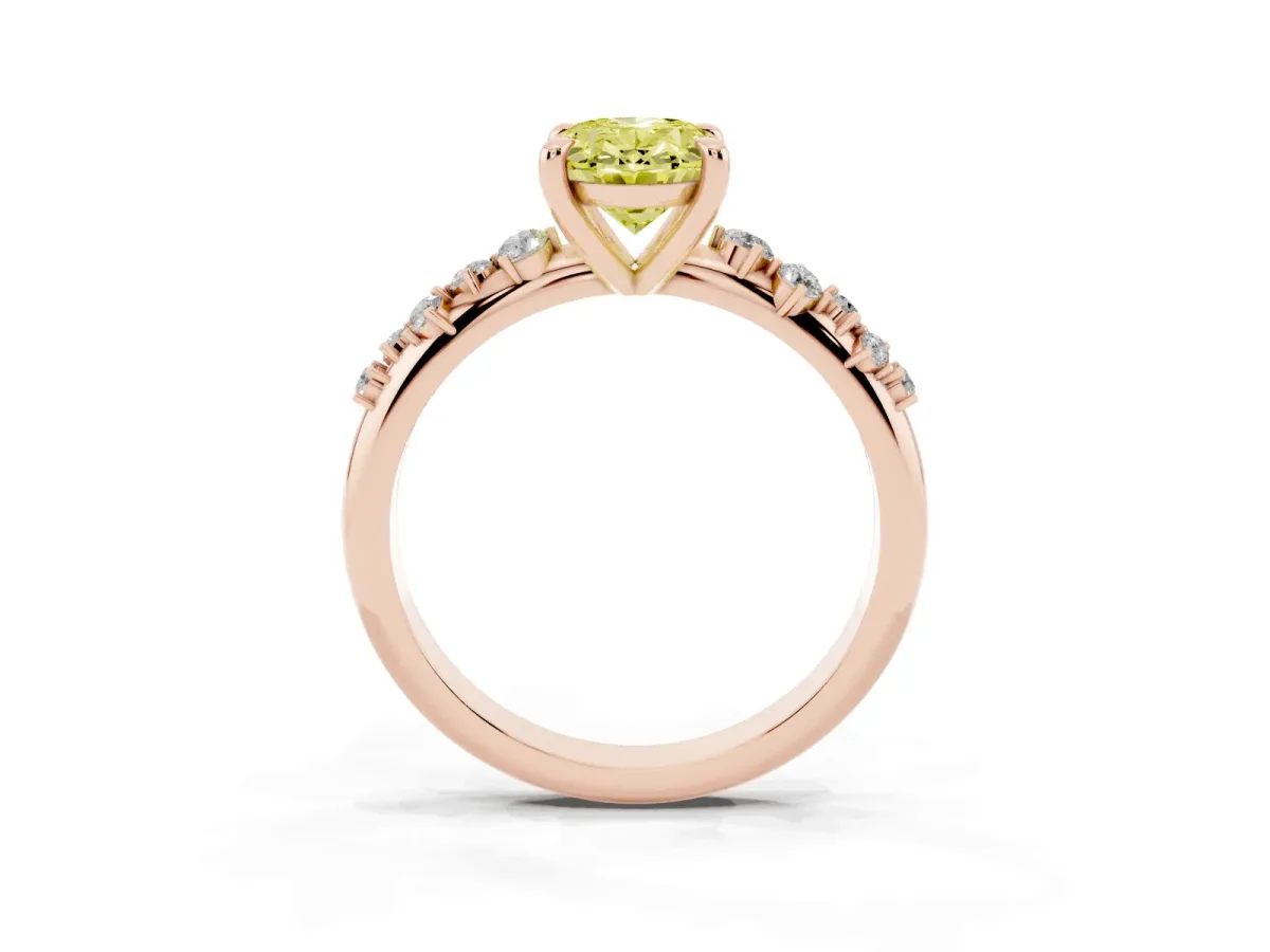 Fancy Yellow Oval Cut Cut Diamond Vine Band with Four-Prong Setting Rose gold