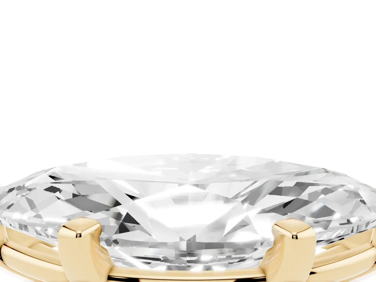 Marquise Cut Diamond Solitaire Ring with Prong Setting and Classic Band Yellow gold