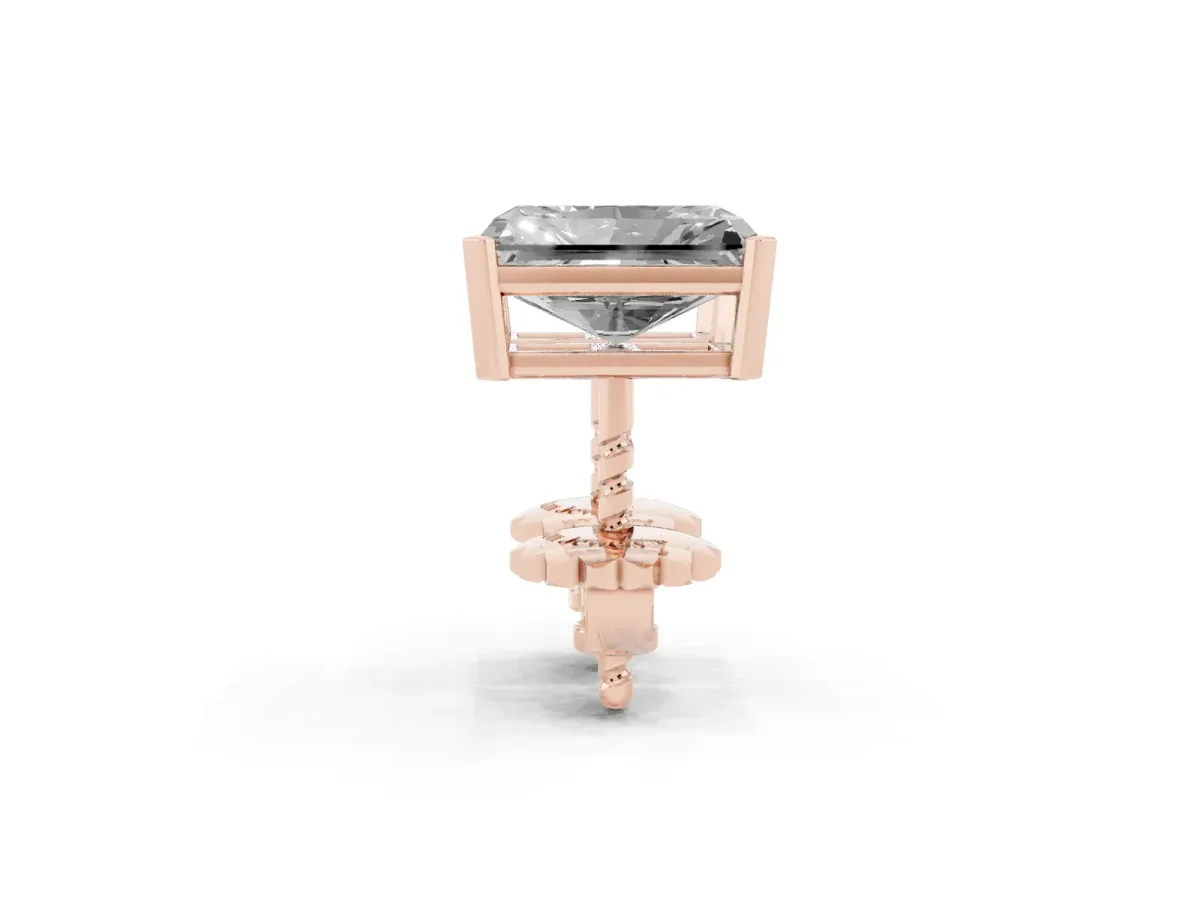 Radiant Cut Diamond Stud Earrings Rose gold
