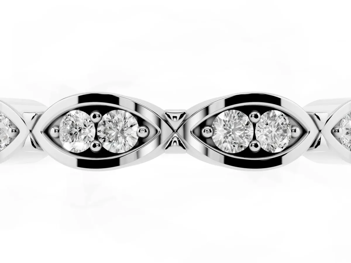 Marquise Diamond Bezel Set Eternity Band Silver