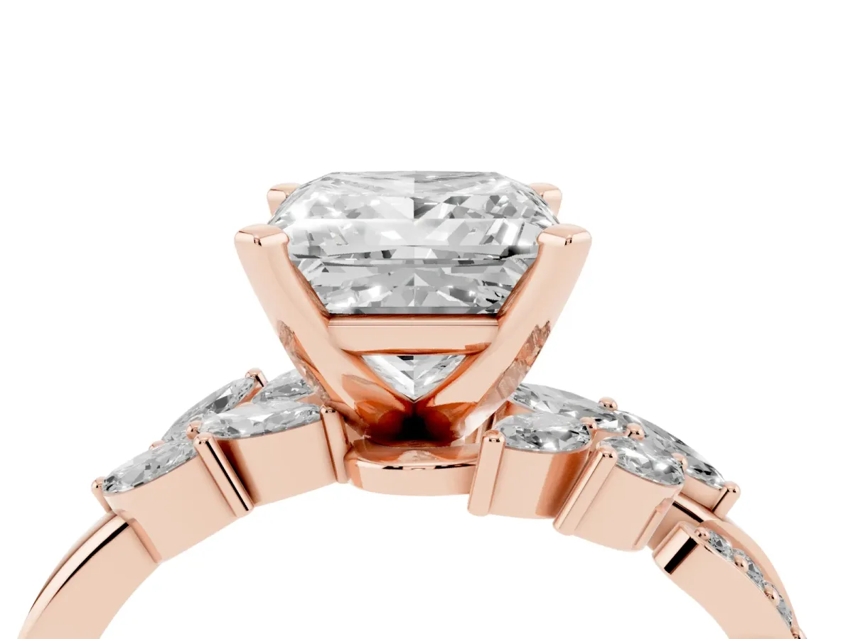 Princess Cut Solitaire Marquise Twist Band with Six-Prong Setting Rose gold
