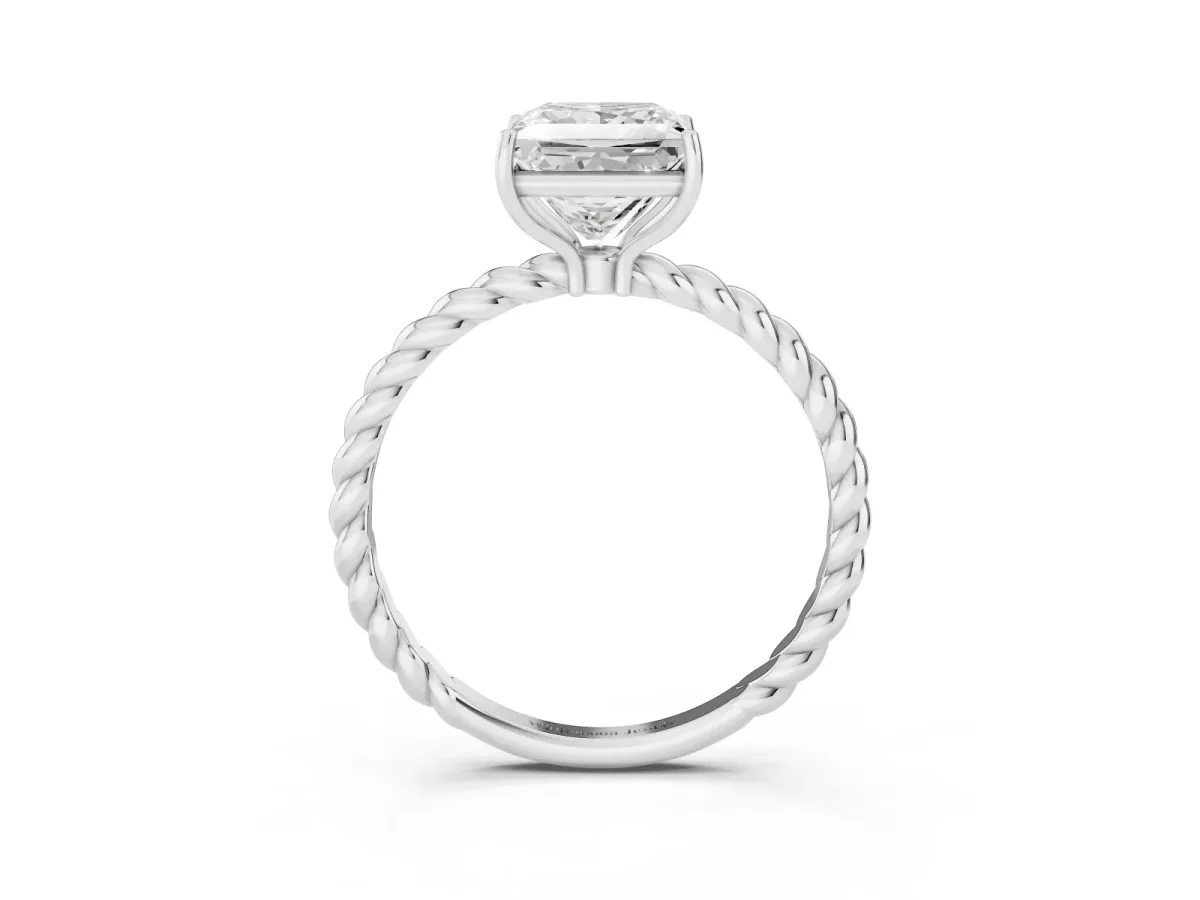 Princess Cut Solitaire Twisted Band 4-Prong Ring Platinum